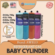 Original Aweld Refrigerant Gas Baby Cylinder R32/R134a/R404a/R410a for Air-Conditioning