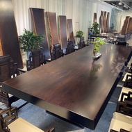新中式整塊黑檀實木大板茶桌椅組合原木紅木奧坎茶臺桌面辦公桌