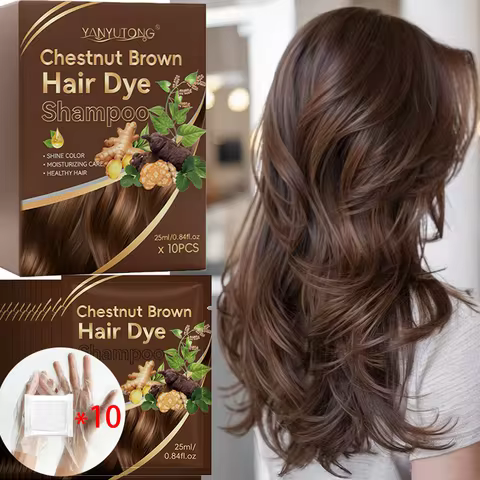 Chestnut Brown Natural Ginger 3-in-1 Hair Color Shampoo, 250ml, Long-Lasting Color, Nourishing Formu
