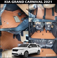 พรมปูพื้นรถยนต์ 6D KIA GRAND CARNIVAL 2021 พรม6D QJ VIP หนาพิเศษ สีน้ำตาล เต็มคัน