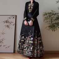 2025汉服女古装明制花开富贵日常飞机袖马面裙全套唐装中国Adult Chinese Horse Face Skirt Set Women Hanfu Full Set