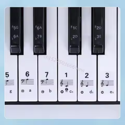 : 54/61/88 color Transparent Piano Keyboard Stickers Electronic Keyboard for Key Piano Stave Note St