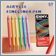 ENMY Rainbow Series Acrylic Retractable Fineliner Pens 6 PCS/SET