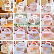 4 5 6-Inch Birthday Strawberry Cake Packing Box Four/Five/Six Portable Translucent Dessert Baking Box Wholesale