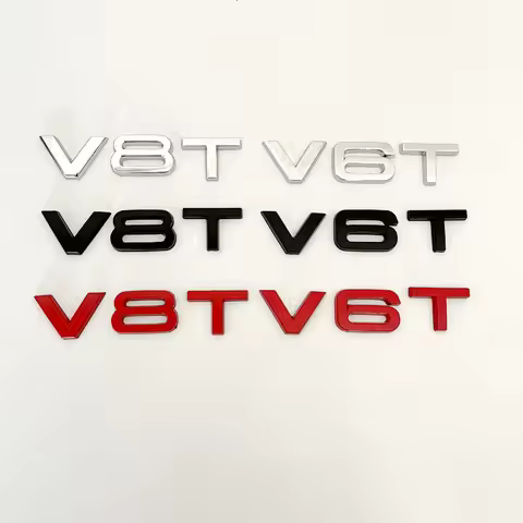 3D Metal V6T V8T Side Fender Emblem Tail Trunk Logo Badge Sticker Car Styling For Audi A3 A4 A5 A6 A