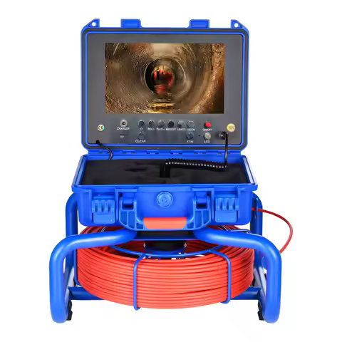 Professional 1080P Pipe Inspection Camera System, 100ft Flexible Snake with 512Hz Transmitter & 9-In