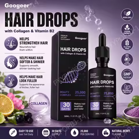 Googeer Collagen Hair Drops 30ML with Vitamin B2 for Stronger Fuller Hair Beauty Complex 30 Day Supp