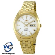 Orient 3 Star FAB00001W9 Automatic Watch Mens Gold Tone Watch White Dial