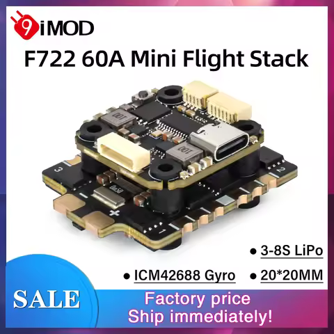 9IMOD F722 Mini Flight Stack F722 FC 60A ESC 3-8S 20x20mm With Gyro For RC FPV Racing Drone