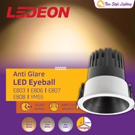 LEDEON Recessed Ceiling Eyeball Anti Dazzle Glare Deep Hidden Cup Wall Washing LED 3 Color Changing 