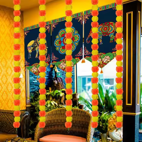 5pcs Artificial Marigold Flowers for Diwali DIY Wreath Craft Decor Party Indian Decoration Halloween