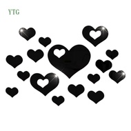 16 PCS Heart-Shaped 3D Mirror Tile Wall Sticker Acrylic Mirror Wall Sticker Decal for Home Living Room Bedroom Decor