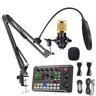 F998Live streaming sound card, integrated rechargeable sound card, microphone, condenser mic, outdoo