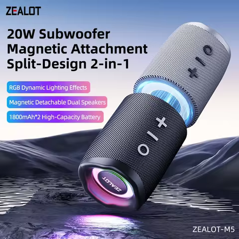 ZEALOT-M5 Magnetic Bluetooth Speaker 2-in-1 Power on Couplet Mini Speaker Macaron Color Dual Channel
