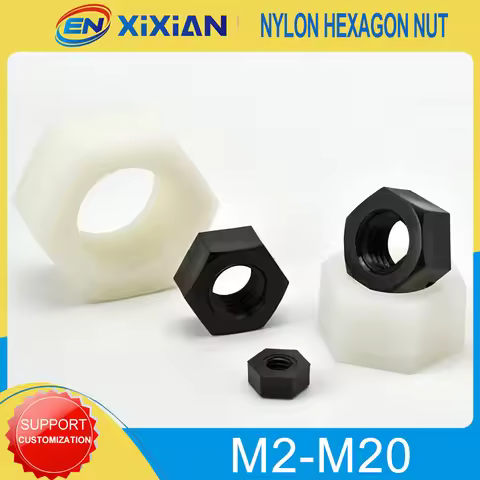 M2 M2.5 M3 M4 M5 M6 M8 M10 M12 M14 M16 M18 M20 Nylon Plastic Hex Hexagon Nuts White Black Nylon Nut 