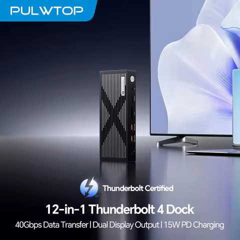 PULWTOP Thunderbolt 4 Dock with Dual Monitor 8K/4K Display, Laptop Docking Station with 40Gb/s, HDMI