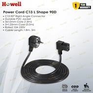 Howell PC CPU Computer Power cord Cable C13 L Shape Right-Angle 90D 1.8m 3x1.0mm, 3m 3x1.25mm C13 Po