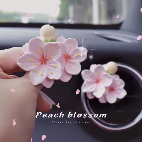 New Car Perfume Clip Flower Air Outlet Car Air Freshener Peach Blossom Aroma Diffuser Car Decoration