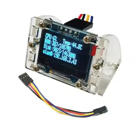 Raspberry Pi 4B 0.96 - inch OLED I2C 4 - Pin LCD Screen Module - Displays CPU Temperature, IP & Hard