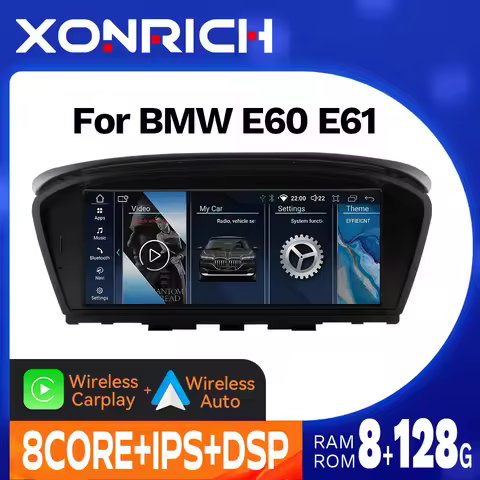 Android14 Car Radio Wireless CarPlay GPS Navigation For BMW 5 3 Series E60 E61 E63 E64 E90 E91 E92 E