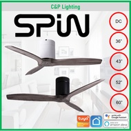 Spin Quincy Espada (Ash Blade) 36" / 43" / 52" / 60" Smart DC Ceiling Fan with Optional LED