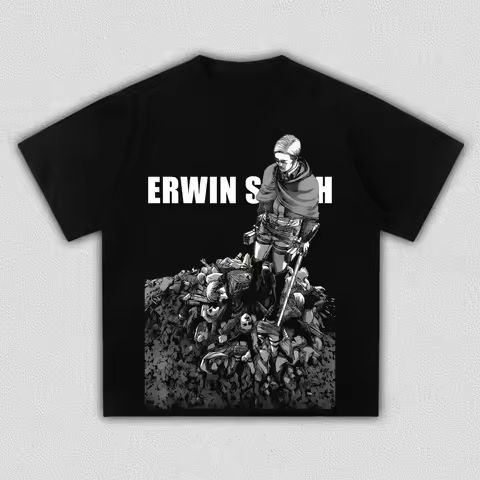 Attack on Titan Erwin Smith Anime Printing T-shirt Men's Clothing Women's 2026 Summer New High Quali