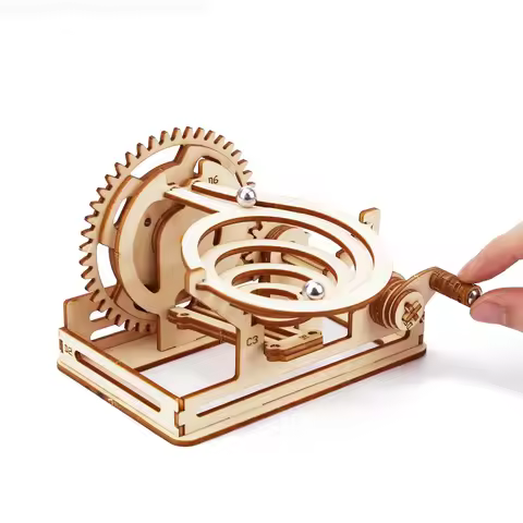 3D Wooden Marble Run Puzzles Toys Assemble Construction Building Blocks Model Set DIY Montessori Kid