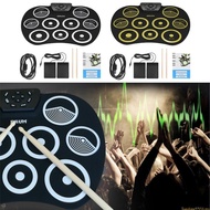 SUN Electronic Drum Pads 9 Pads Rolls up Practice Drum Set Built-in Speaker and Headphone Jacks Drum