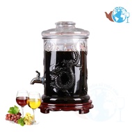 [HCM]Bình Ngâm Sâm Thuỷ Tinh 12 Lít Hình Trụ Hoa Văn Rồng Có Van - Đường kính thân: 18cm Đường kính 