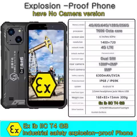 Explosion proof RunGee C6 Rugged Smartphone 5.93" HD 4G/6G+128G/256G 6300 mAh Android 14 Octa Core