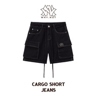 [Có Bigsize] - Quần Short Jean Nam Túi Hộp WHY.NOT NAVY CARGO SHORT JEANS Form Rộng Trên Gối - Quần 