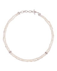 Vetiver Pearl Double handcrafted necklace (silver) สร้อยคอมุก มุกเคชิ มุกแท้ มุกธรรมชาติ งานฝีมือ ตั
