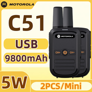 [2PCS] MINI MOTOROLA C51 (5W) Portable Walkie Talkie Vox 9800mAh Battery Type-C Fast Charging Long R