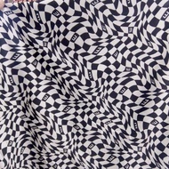 Monochrome patterned satin fabric - patterned silk satin fabric - metered satin fabric - premium Vel