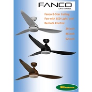 FANCO B-STAR DC Motor Ceiling Fan with 3 Tone LED Light and Remote Control