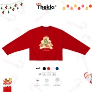 Loose Format Autumn Winter Long Sleeve Boxy T-shirt By Thekla Printed with Christmas Tree BST343 4-W