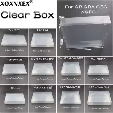 2-10PCS Clear Transparent Game Cartridge Box Case CIB Games Plastic PET Protector for N64 NES SNES G