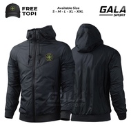 JAKET STONE ISLAND PARASUT WATERPROOF BOLAK BALIK PRIA WANITIA SIZE S-XXL BONUS TOPI - JAKET OUTDOOR