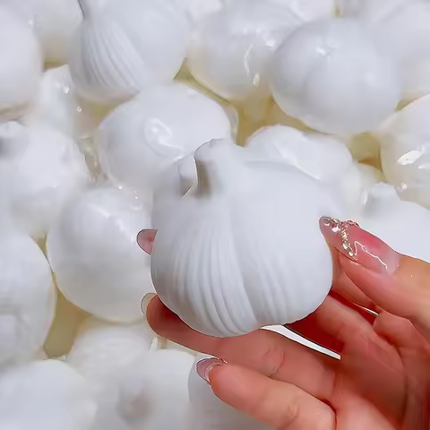 Homemade Garlic Squishy Stress Ball Toys Soft Crispy Sound Squeeze Fidget Toys ASMR Adult Sensory St