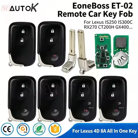86AUTOK - EoneBoss ET02 Universal Smart Key Fob For Lexus IS250 ES350 LS460 GS300 450h 460h 4D 8A Ch