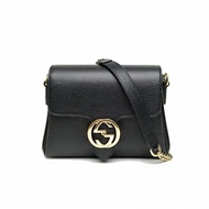 GUCCI Interlock風琴包小號20黑色牛皮金扣