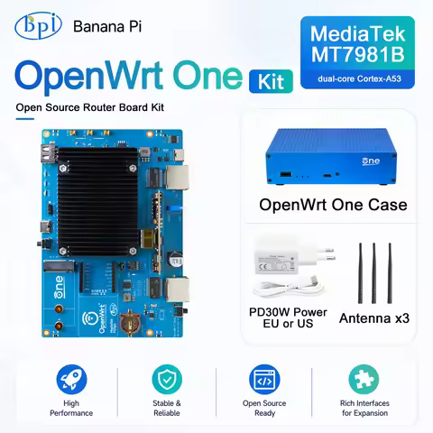 Banana Pi OpenWrt One MediaTek MT7981B 1GB DDR4 2.5GbE RJ45 and Gigabit Ethernet RJ45 256 MiB SPI NA