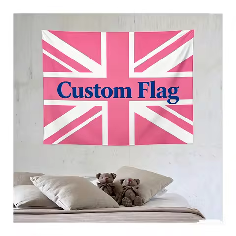 Custom Union Jack Pink Flag Personalized Pink UK Decorative Banner 2x3ft/3x5ft For Dorm Room Bedroom