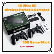 2.4G 4K Ultra HD Portable Dual 2 x Wireless Controller Gamepad Console Video Games 10000 Games [Fast