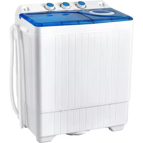 COSTWAY Portable Washing Machine, Twin Tub 26lbs Capacity Laundry Washer, 18lbs Washer and 8lbs Spin
