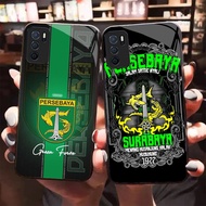 HK-65 Persebaya Glass KACA Casing for OPPO Reno A74 6 A95 A54S A16 A16S F19 F19S Lite