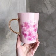 Starbucks Cherry Blossom Cup 2019 Spring Cherry Blossom Season Limited Pink Cherry Blossom Golden Handle Ceramic Cup Mug Water Cup