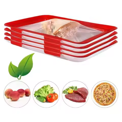 Reusable Food Preservation Tray Stackable Creative Meal Prep Containers 30*21cm BPA-free Plastic Fre