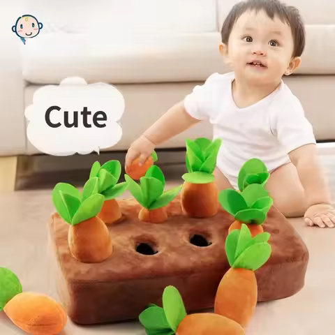Baby Plush Pull Out Carrot Interaction Toys Cotton Montessori Radish Game Recognizing Educational To