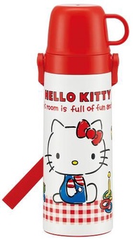 Hello Kitty的條紋布檢查輕量級2路不銹鋼瓶600毫升STGC6N
